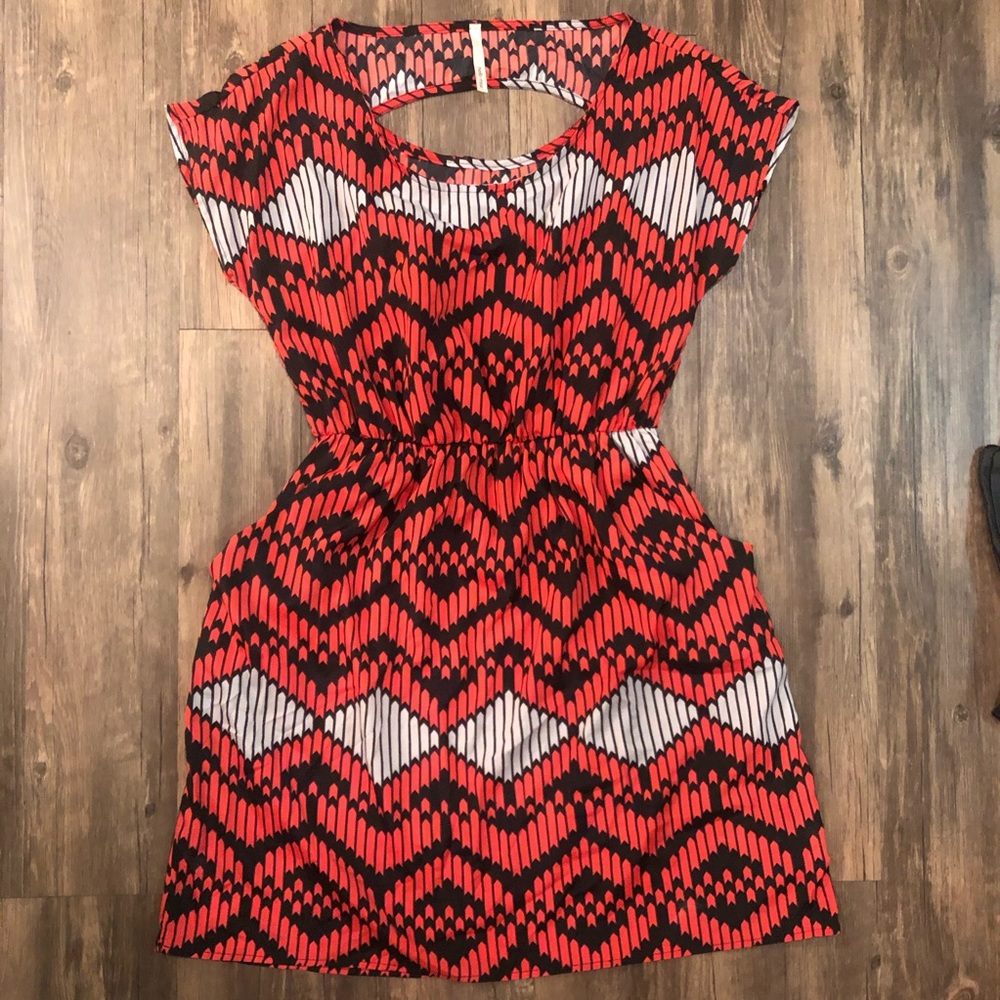 Red & Black Dress w/ Pockets